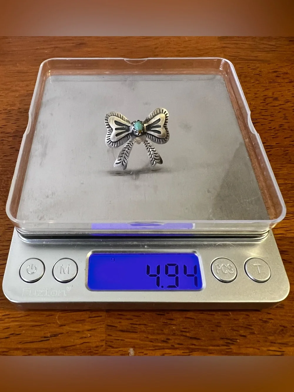 Sterling Silver Kingman Turquoise Bow Ring Size 9 Adjustable